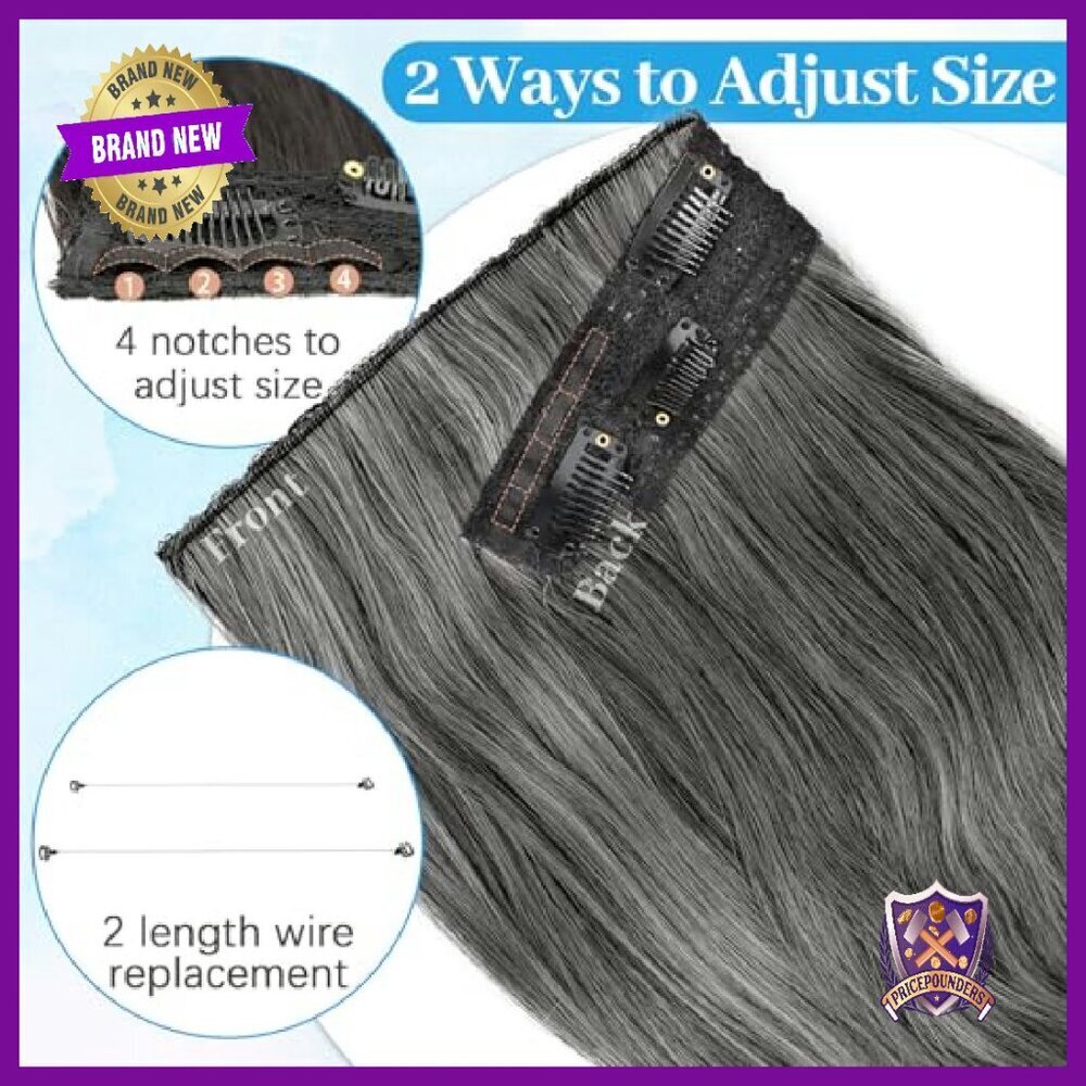 20-Inch Invisible Wire Hair Extensions with 6 Secure Clips - Picture 6 of 7